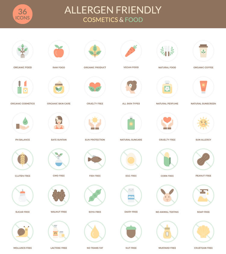 cosmetics food icons