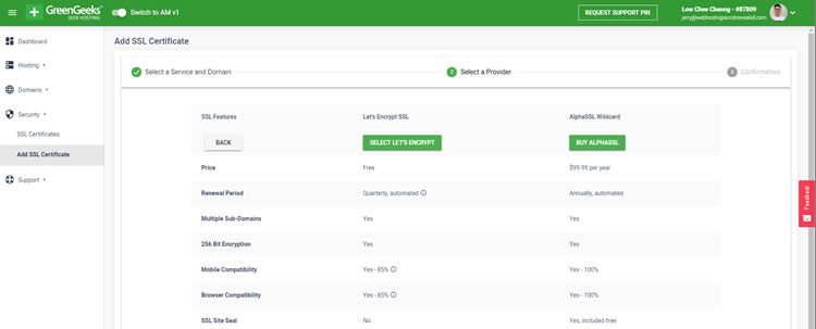 GreenGeeks adding free SSL