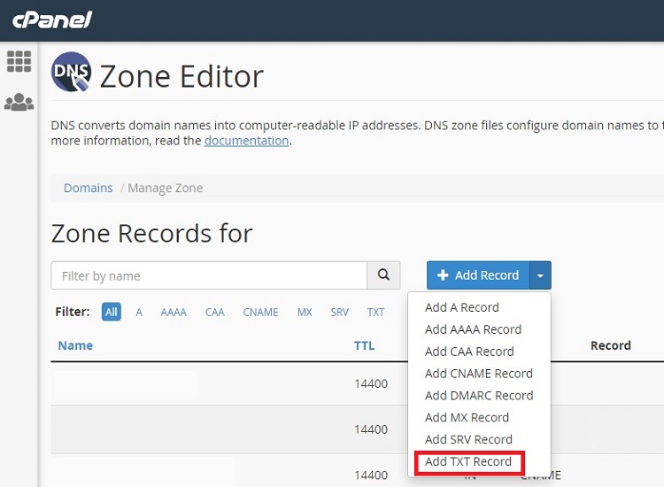 Configuring email SPF record in cPanel