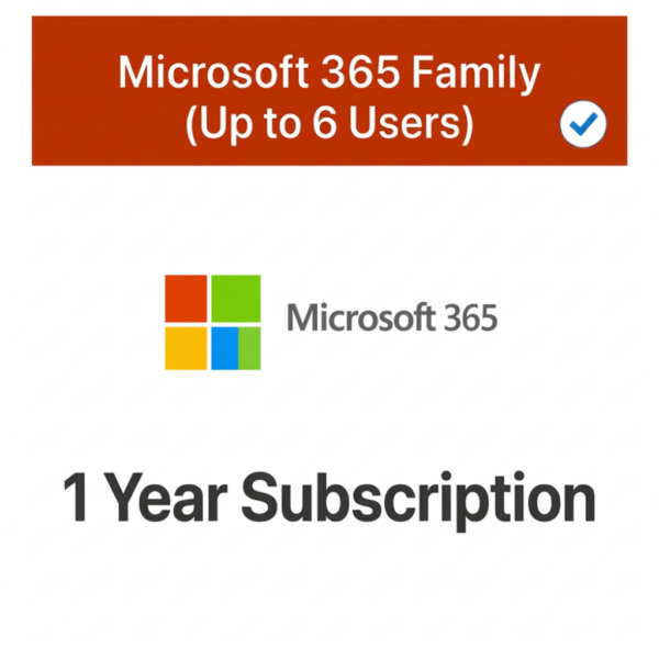 Microsoft 365 Family (Up to 6 Users) — 1 Year Subscription [Digital]