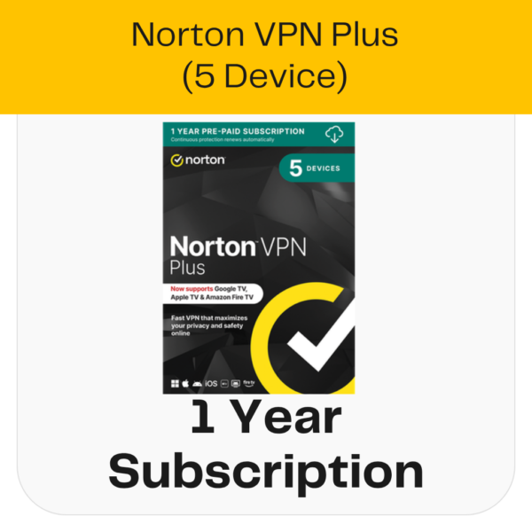 Norton VPN Plus (5 Device) — 1 Year Subscription [Digital]