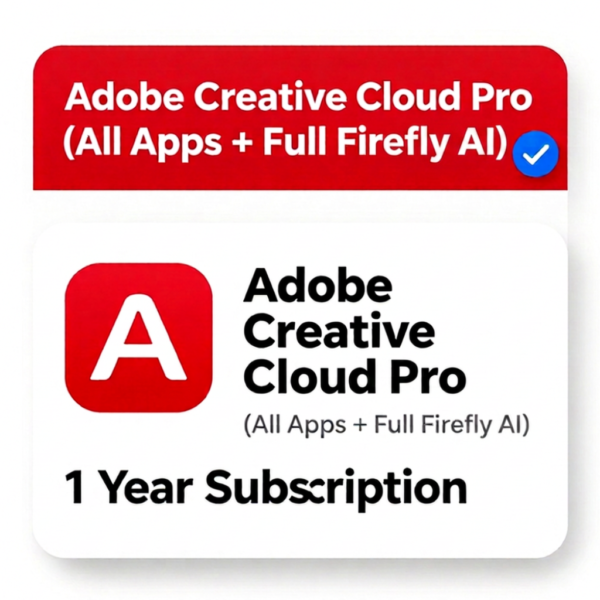 Adobe Creative Cloud Pro (All Apps + Full Firefly AI) — 1 Year Subscription [Digital]