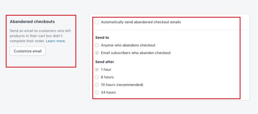 Shopify Abandoned cart recovery