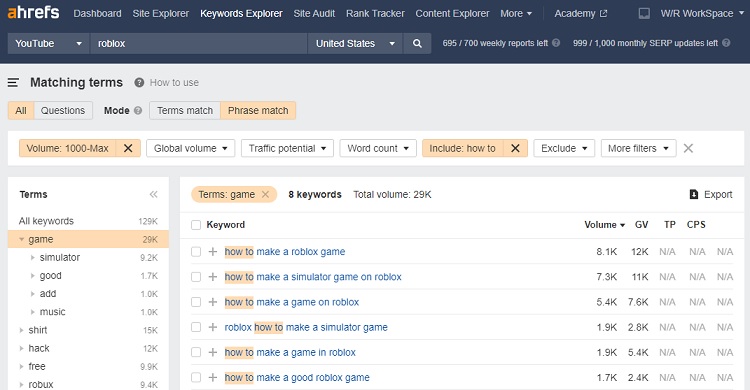 You can make use of a keyword research tool like Ahrefs to plan your content accurately.