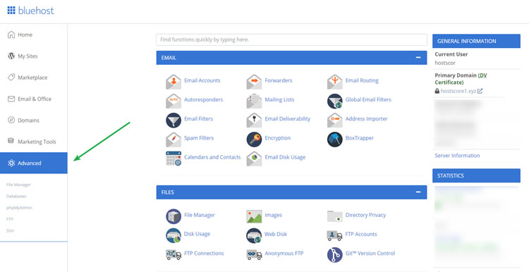 BlueHost cPanel