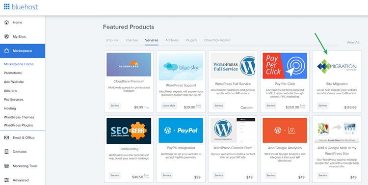 bluehost migration