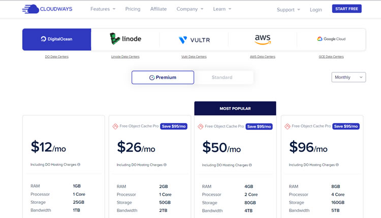 Cloudways on Digital Ocean - Entry plan starts at $12 per month. 