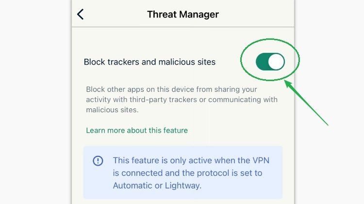 Threat Manager is disabled by default. You need to enable it by using the Lightway protocol.