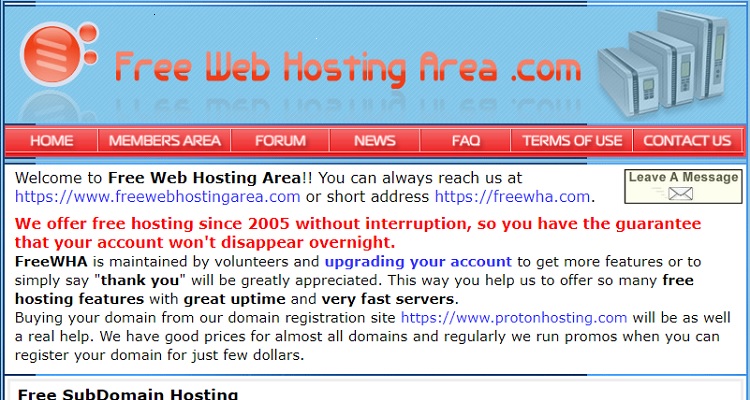 Free Web Hosting Area