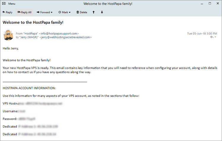 Hostpapa Welcome Email