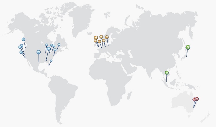 Nexcess 22 edge Point-of-Presence servers consist of 12 servers in North America, 6 in Europe, and 4 in Asia-Pacific.